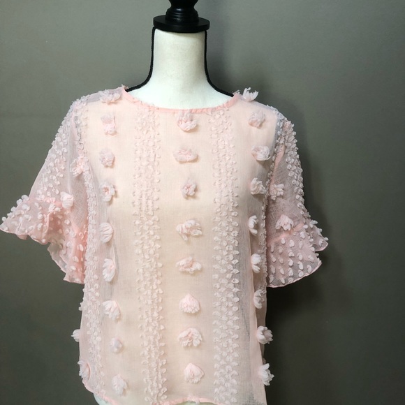 Shein official sheer  pompom blouse - Picture 12 of 14